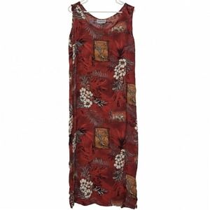 Vtg 90's California Krush Women's XL Maxi Floral Dress Rayon Tropical Print Boho